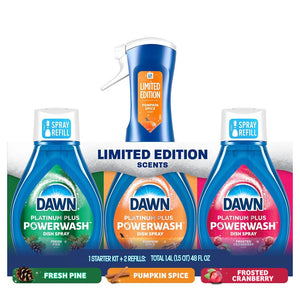 Dawn Ultra Platinum Power Wash Dish Spray & 2 Refill Value Packs Seaonal Variety 16floz