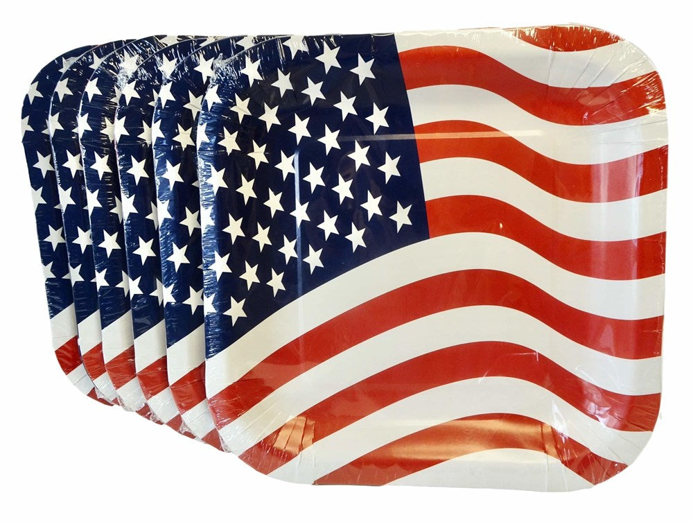 Patriotic Square Plates 14pk