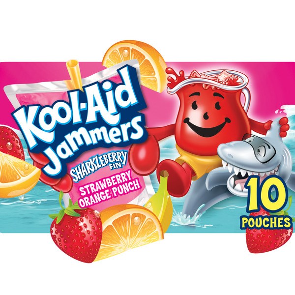 Kool Aid Jammers Sharkleberry Strawberry Orange Punch 10pk 60floz/1.77L