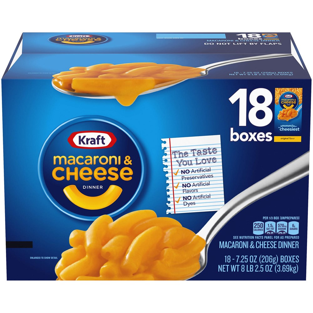Kraft Macaroni & Cheese Dinner 18 Pack 7.25oz/206g