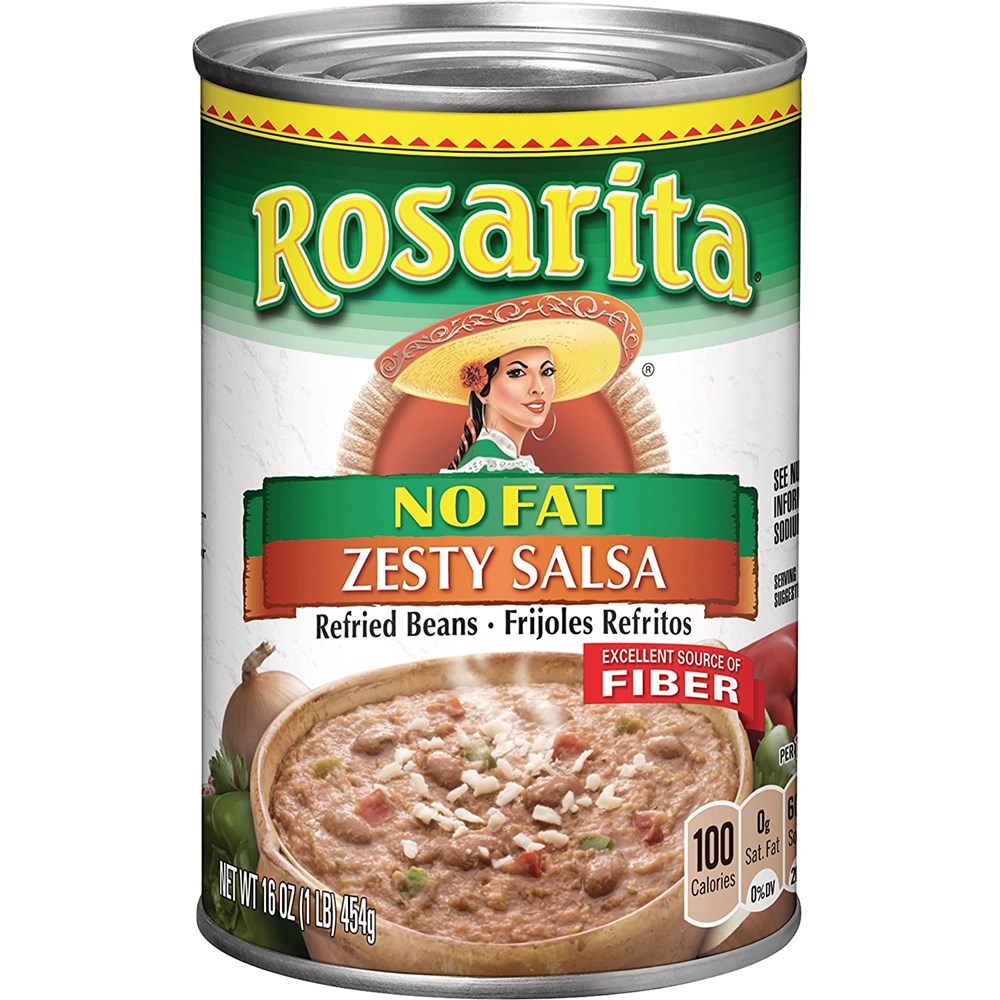 Rosarita No Fat Zesty Salsa Refried Beans 16oz/454g