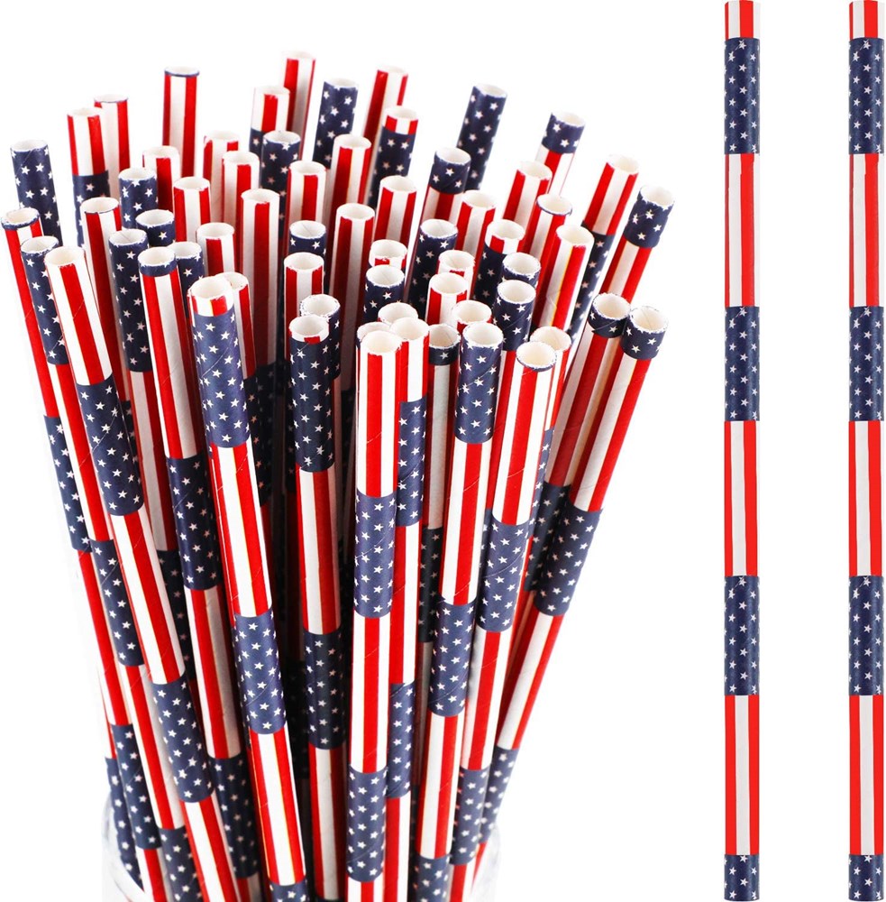 USA Flag Paper Straws 25pk