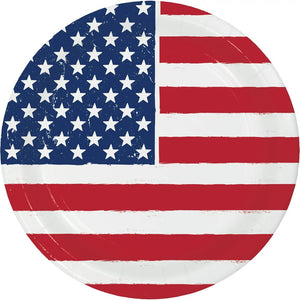 Way to Celebrate 7" Dessert Paper Plate Round American Flag 10Ct.