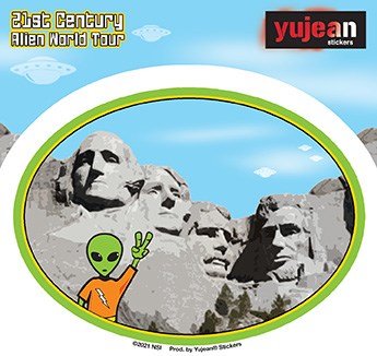 Yujean 21st Century Alien Tour Mt Rushmore Alien Sticker