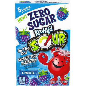 Kool Aid Sour Zero Sugar Shocking Blue Raspberry Mix On the Go 6pk 0.68oz/19.5g
