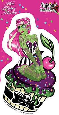 Yujean Miss Cherry Martini Cupcake Zombie Sticker