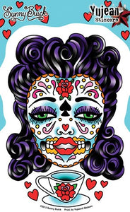 Yujean Tea Lady Sugar Skull Sticker
