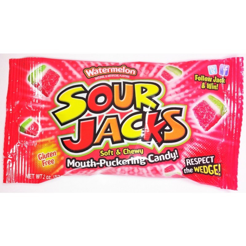 Sour Jacks Soft & Chewy Watermelon Mouth Puckering Candy 2oz/57g