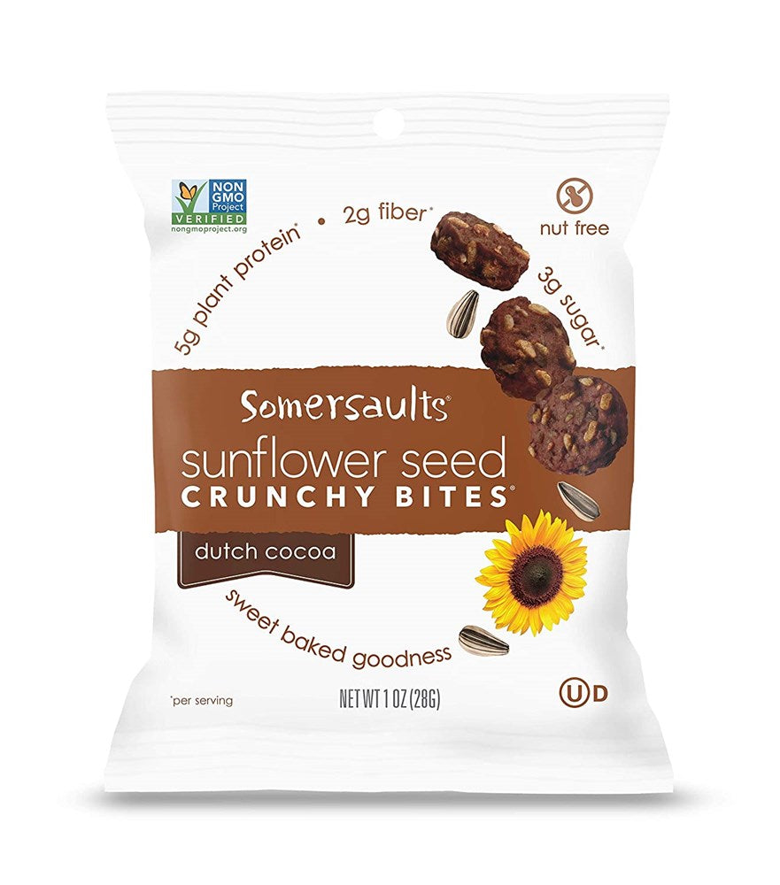 Somersaults Sunflower Seed Crunchy Bites Dutch Cocoa 1oz/28g
