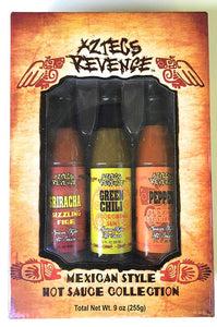 Aztecs Revenge Mexican Hot Sauce Collection 3 Bottles 9fl/255ml