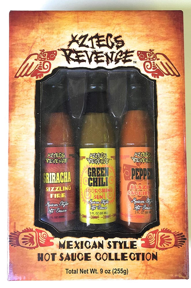Aztecs Revenge Mexican Hot Sauce Collection 3 Bottles 9fl/255ml