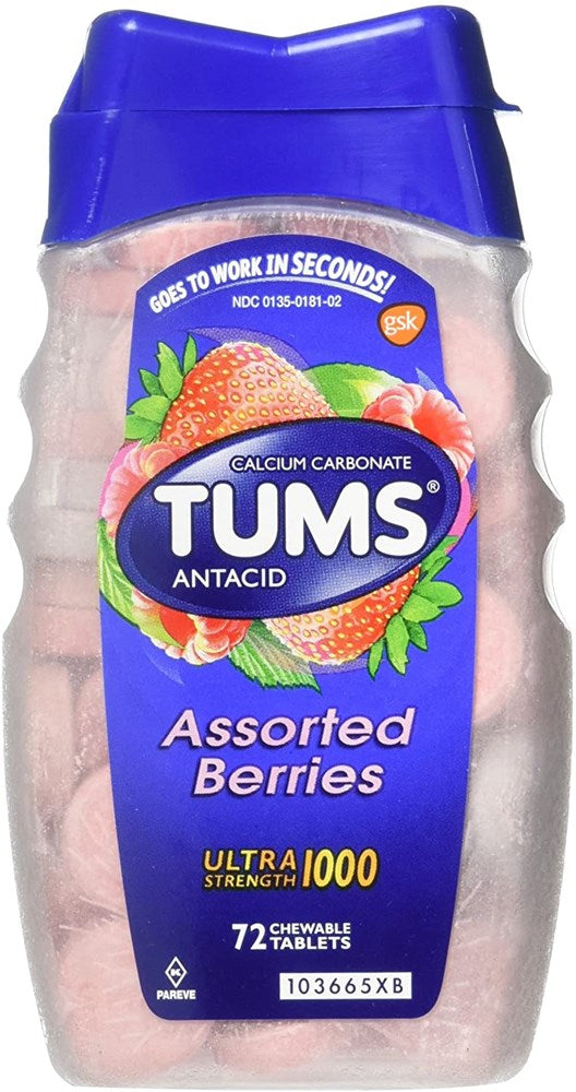Tums Antacid Assorted Fruit Ultra Strength 1000-72 Chewable