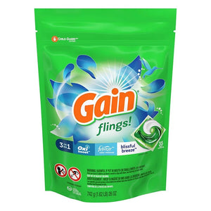 Gain Flings Laundry Pods 38 pods  Blissful Breeze