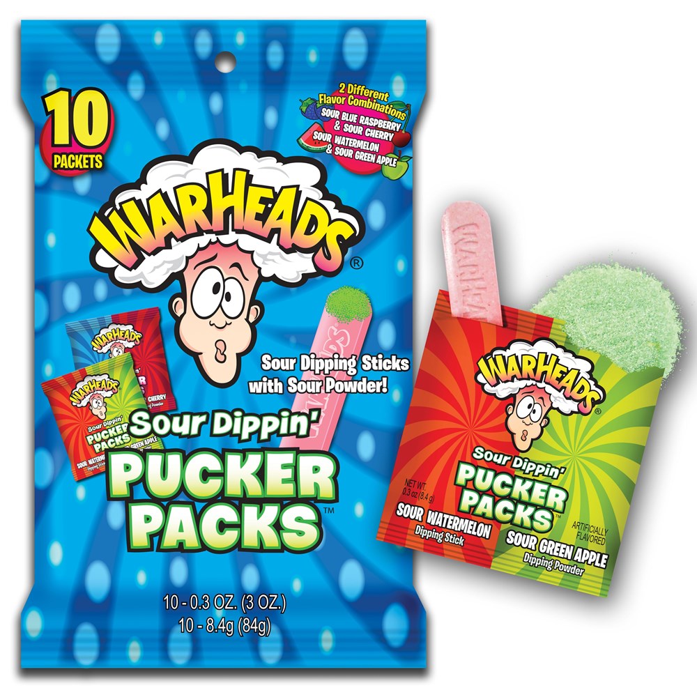 Warheads Pucker Packs Sour Dippin 10 Pack 3oz/84g