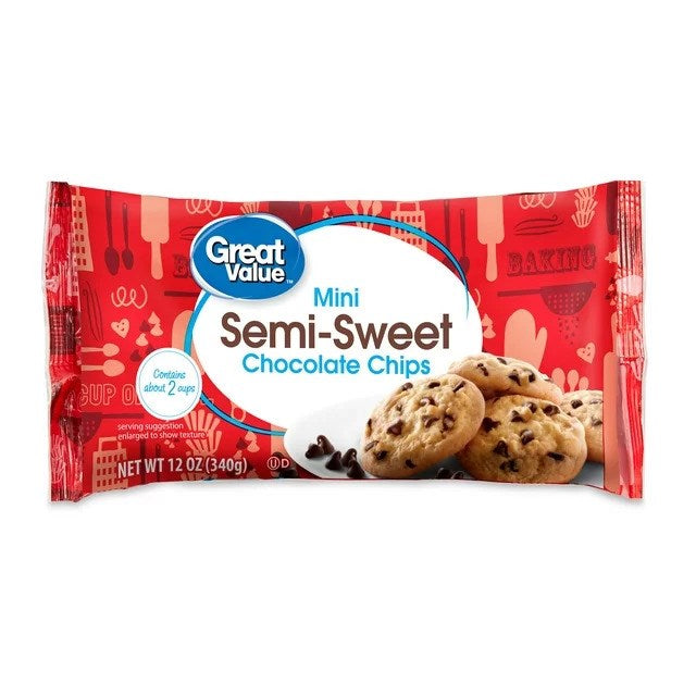 Great Value Baking Chips Mini Morsels Semi-Sweet Chocolate 12oz/340g