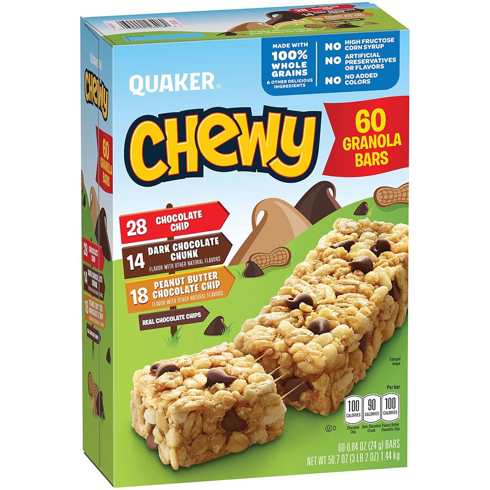 Quaker Chewy Granola Bars 60pk 50.7oz/1.44kg